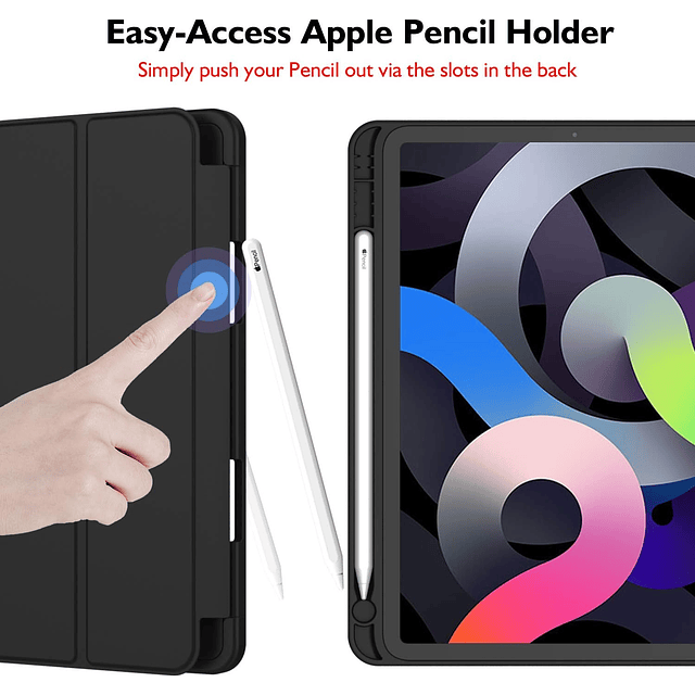 Funda Smart Case Para iPad Air 4 (2020) / iPad Air 5 (2022) A2324 A2325 A2588 A2589 A2316 A2072 Color Negro