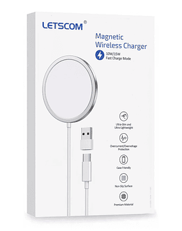 Cargador Magnético Letscom Magsafe 15W Para iPhone 12/ Pro/ Max/ Mini