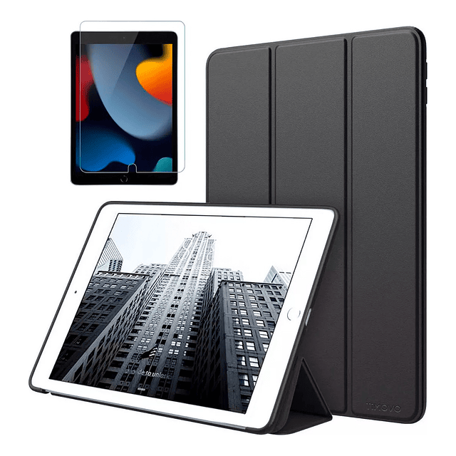 Pack Funda Case + Mica Para iPad 10.2 7Gen 8Gen 9Gen Negro