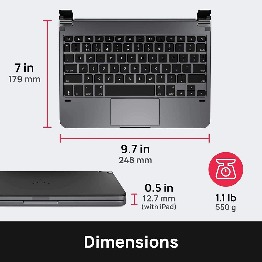 Teclado Magnético Brydge Trackpad Para iPad Pro 11 2018 A1934 A1980 3