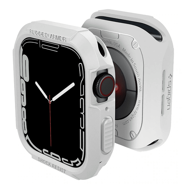 Case Spigen Rugged Armor Compatible Con Apple Watch 45mm Serie 7 8 9 Blanco