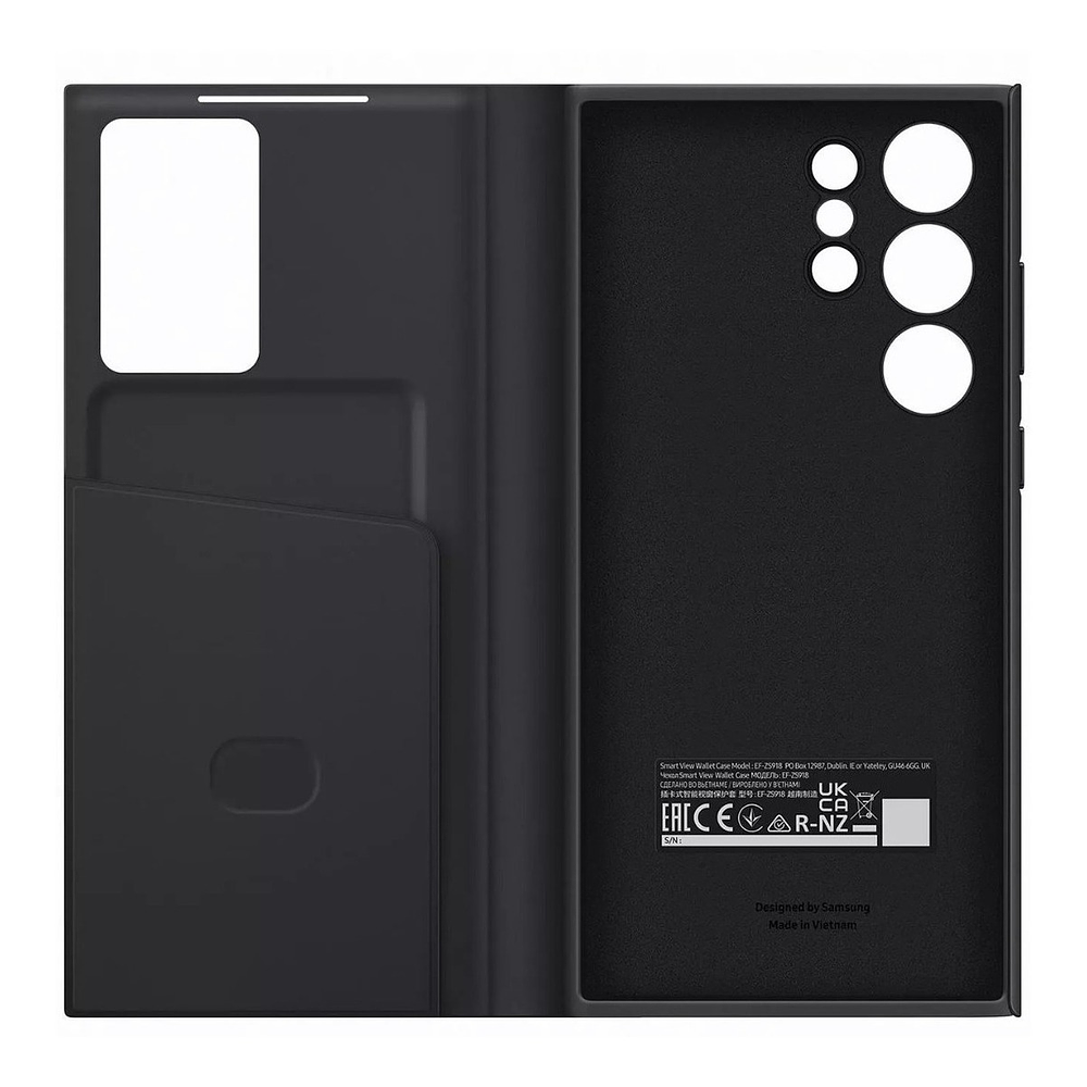 Case Samsung S-view Flip Wallet Case / Clear View Cover Para Galaxy S23 Ultra (2023) - Negro (Caja abierta) 5