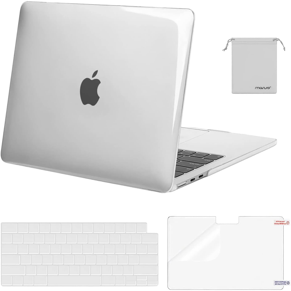 Case Mosiso Para Macbook Air 13.6 M2 A2681 / M3 A3113 Clear Case + Protector de Pantalla + Protector de Teclado + Funda 1