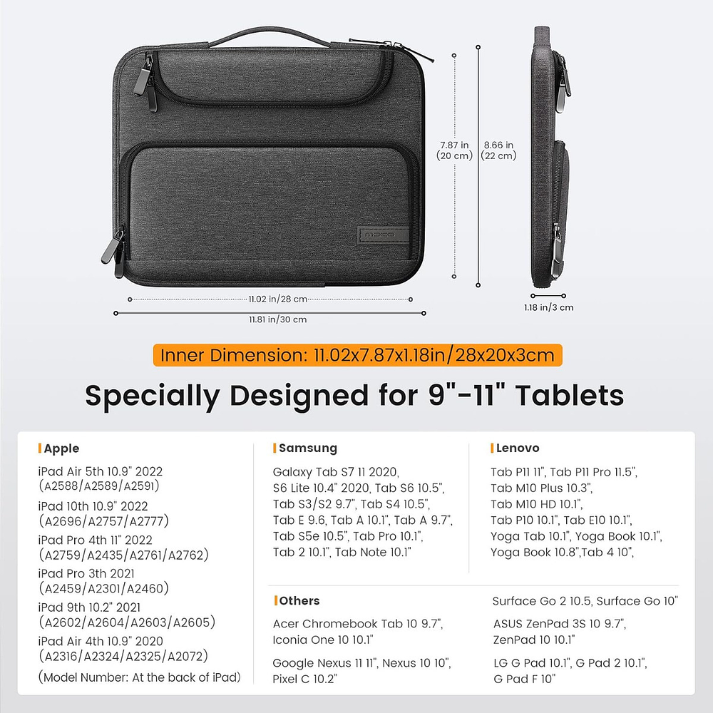 Moko Funda Bag Para iPad 10ma Gen 10.9 A2696 A2757 Negro 7