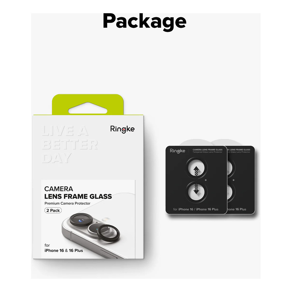 Mica Protector Cámara Ringke Frame iPhone 16 Plus 6.7 2pcs 10