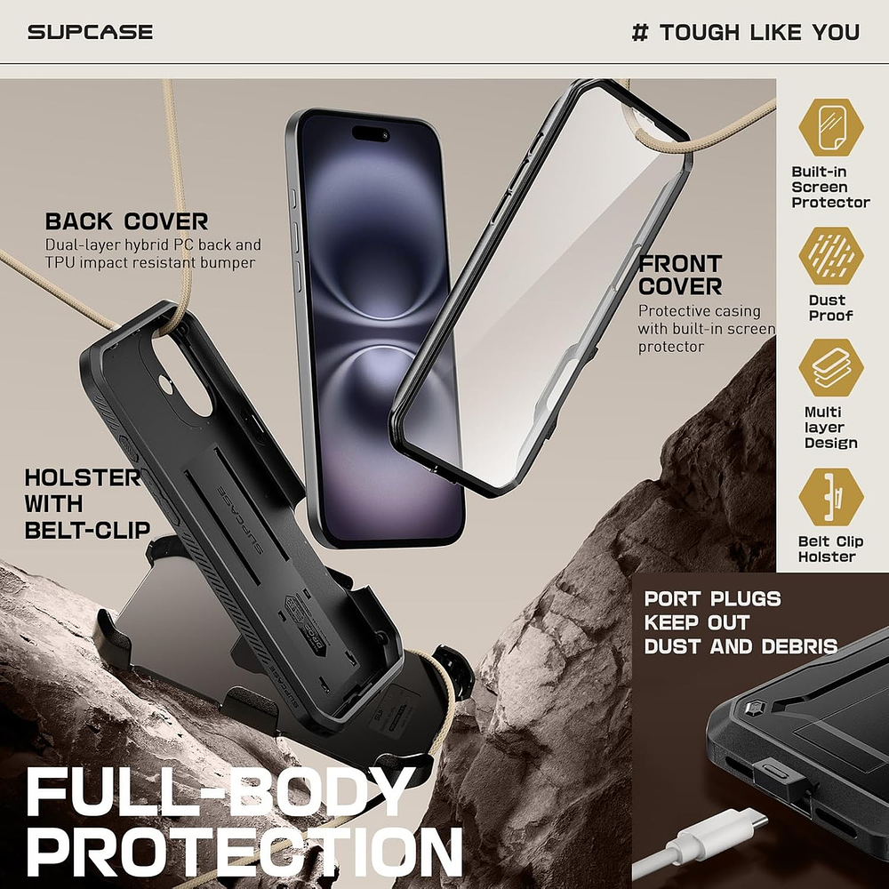 Case Supcase Para iPhone 16 Normal 6.1 (2024) Protector 360° 6