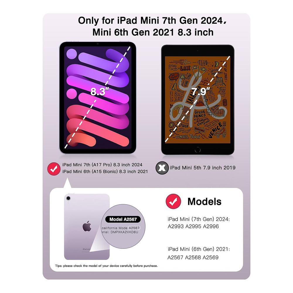 Moko Case Para iPad Mini 6 Gen A2567 A2568 (2021) Taro Purple 2