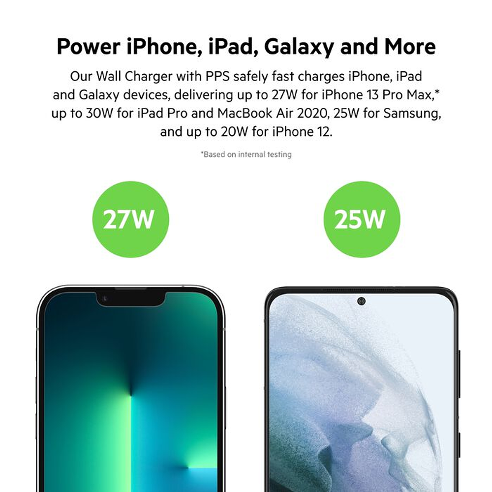 Cargador de Pared Belkin 30w Para iPhone 12 Pro Max 6.7 / iPhone 12 Pro 6.1 / iPhone 12 Normal 6.1 / iPhone 12 Mini 5.4 con cable 6