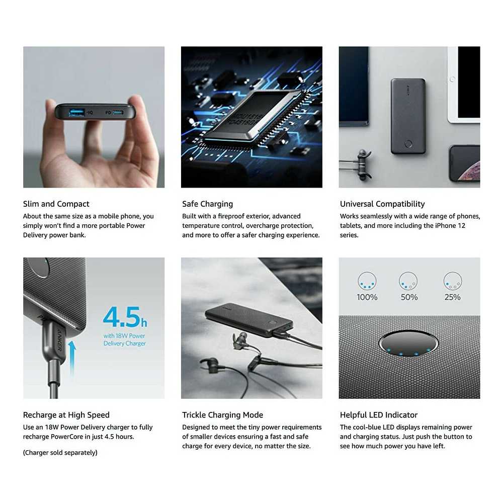 Batería Externa Anker 10000 20w Para iPhone 17 Pro Max 6.9 | iPhone 17 Pro 6.3 | iPhone 17 Normal 6.3 | iPhone 17 Air 6.5 5