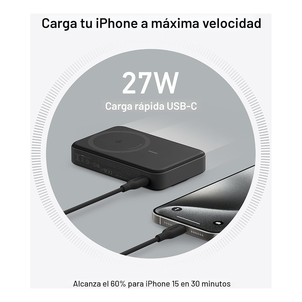 Anker Batería Externa Qi2 10k Magsafe Para iPhone 17 Pro Max 6.9 | iPhone 17 Pro 6.3 | iPhone 17 Normal 6.3 | iPhone 17 Air 6.5 6