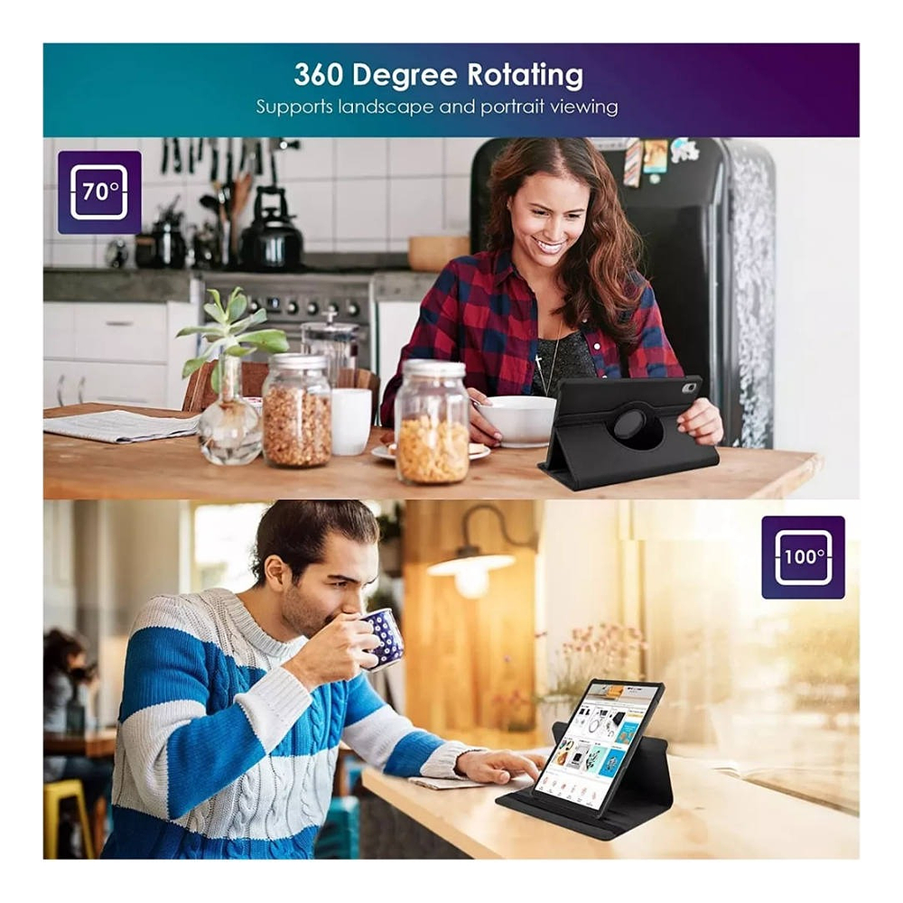 Case Giratorio Para Galaxy Tab A11 8.7 X130 X133 Funda Negro 6