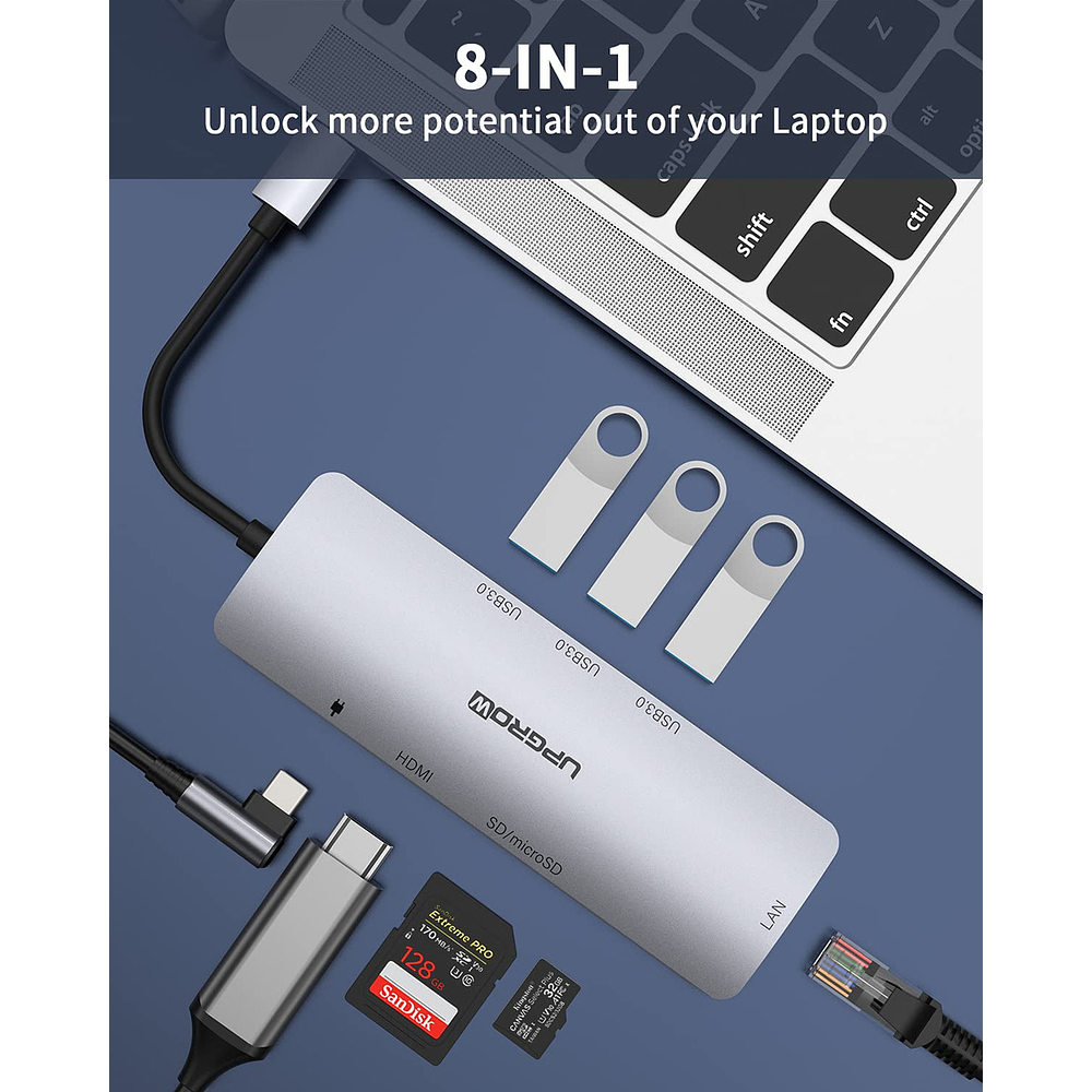 Adaptador Hub Upgrow Red 8en1 Para Galaxy Tab S11 X730 (2025 2