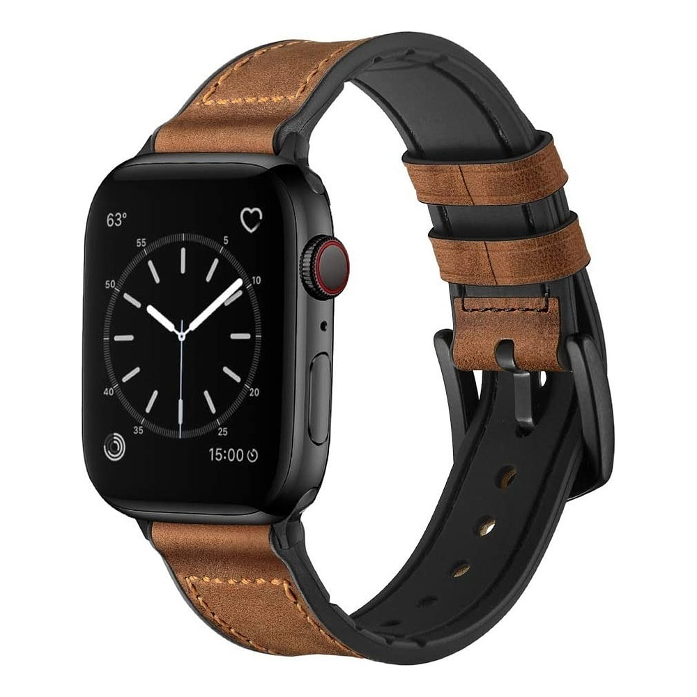 Correa De Cuero Ouheng Para Apple Watch Serie 11 46mm Marrón 1