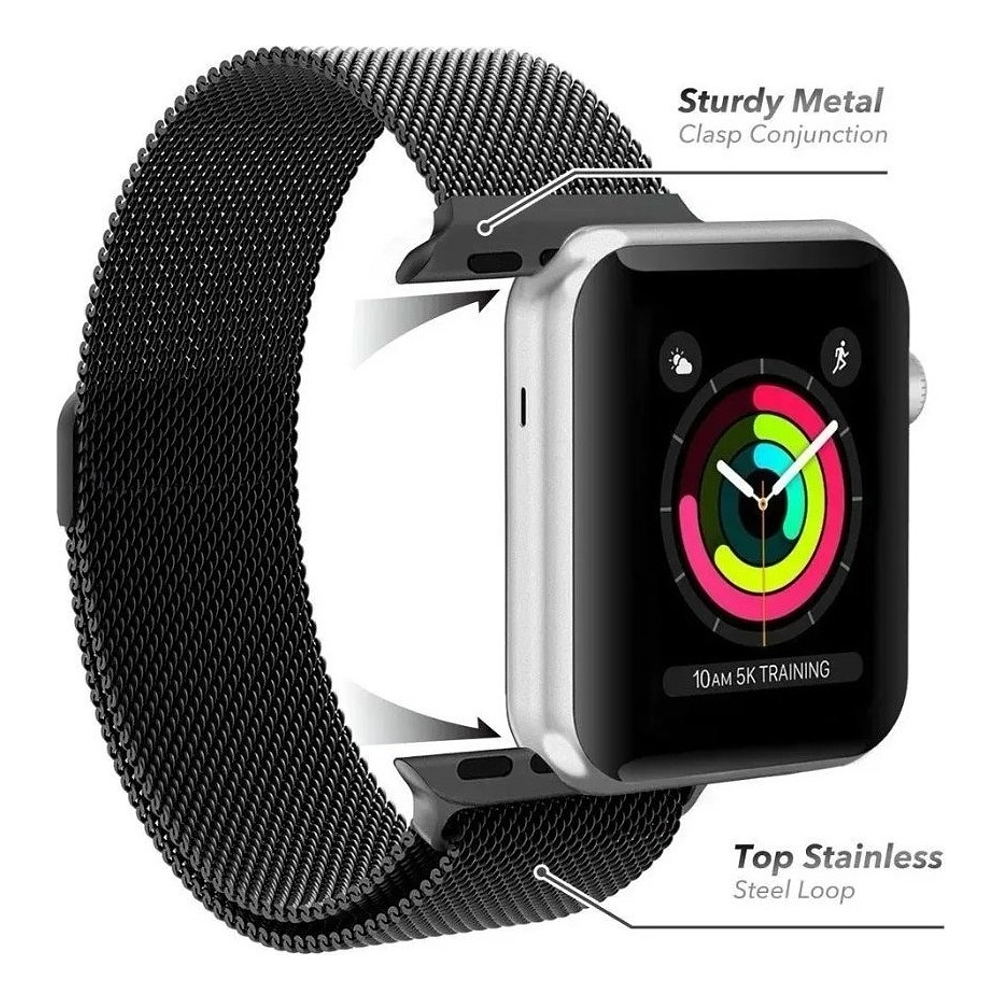 Correa De Acero X-doria Para Apple Watch Serie 11 46mm Negro 2