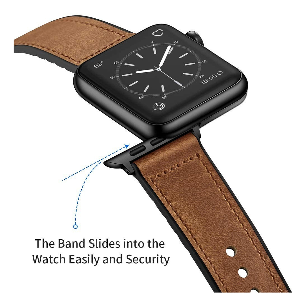 Correa De Cuero Ouheng Para Apple Watch Serie 11 46mm Marrón 3