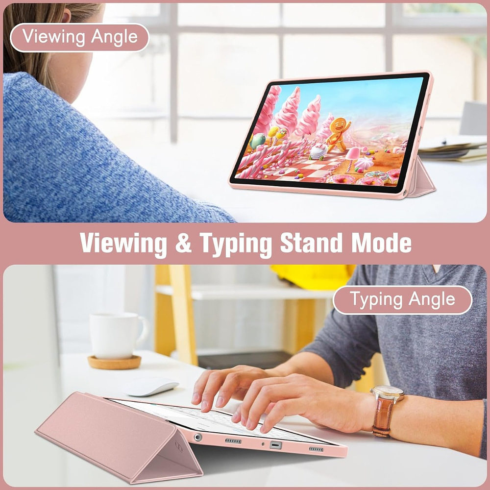 Smart Case Moko Para Galaxy Tab A11 Plus X230 X236 Rosa 6