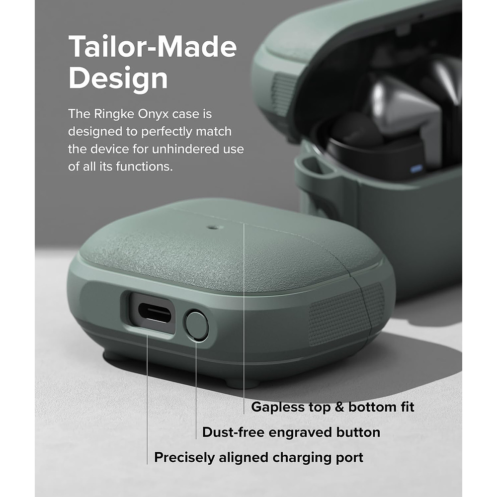 Case Ringke Onyx Magsafe Para Buds Fe (2025) Verde Claro 5