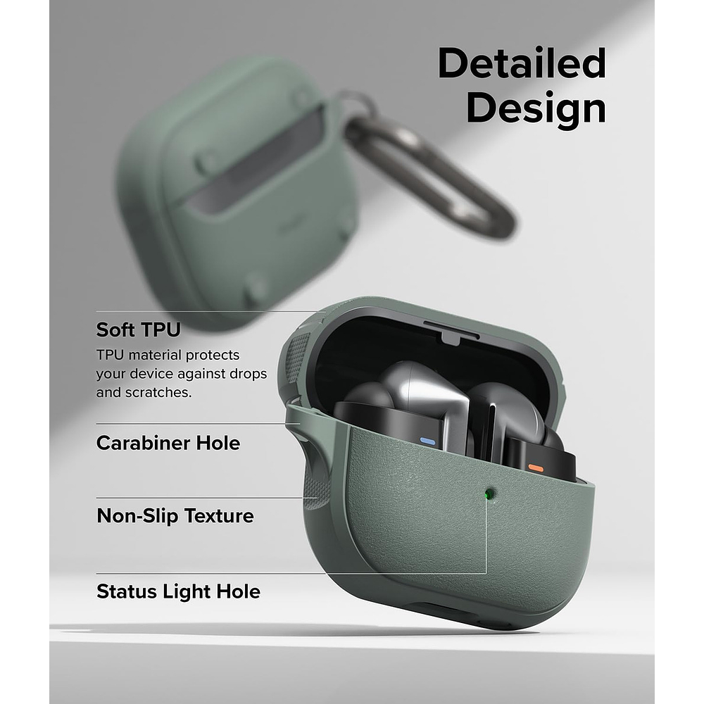 Case Ringke Onyx Magsafe Para Buds Fe (2025) Verde Claro 8