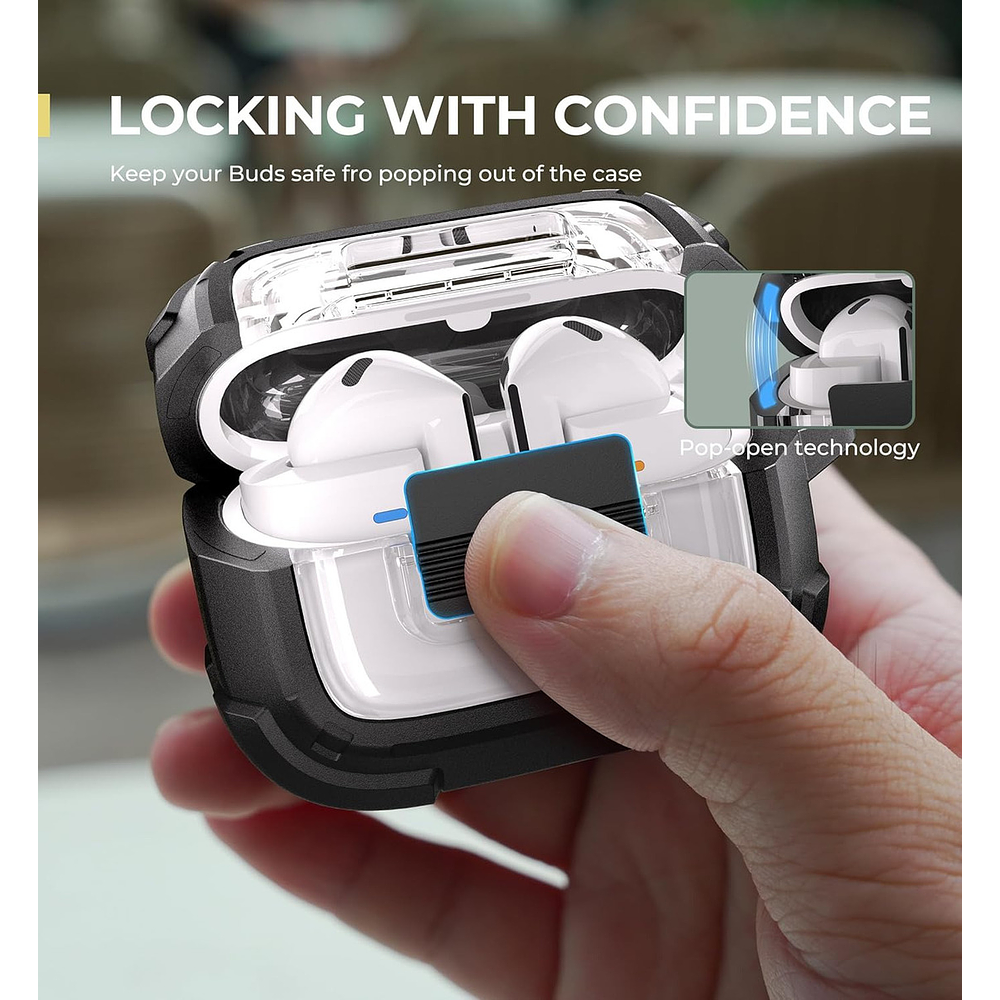 Case Dexnor Rugged Bumper Para Galaxy Buds Fe (2025) Clear 9