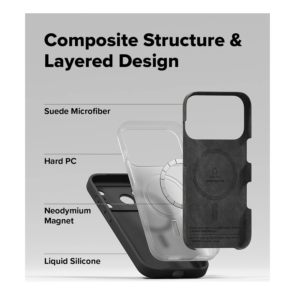 Case Ringke Silicone Magsafe Para Iphone 17 Pro Max 6.9 Negro 7