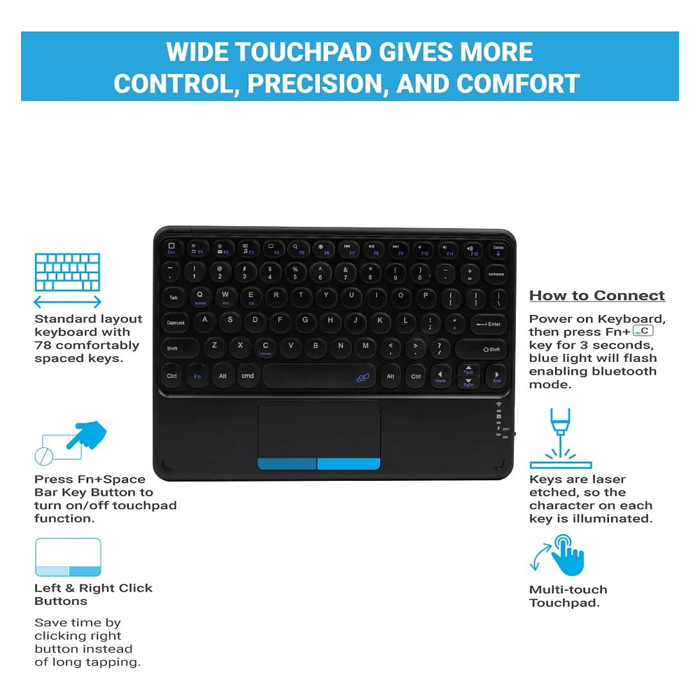 Teclado Portátil Touchpad Para Ipad 10ma Gen A2696 A2757 5