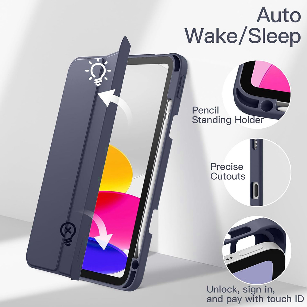 Case Para Ipad 10ma Gen (2022) A2696 A2757 Clear / Lavanda 3