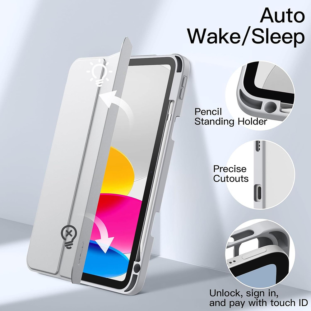 Case Para Ipad 10ma Gen (2022) A2696 A2757 Clear / Gris 5