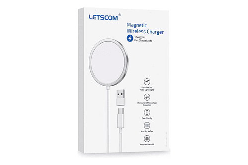 Cargador Letscom Magsafe 15w Para iPhone 17 Pro Max 6.9 | iPhone 17 Pro 6.3 | iPhone 17 Normal 6.3 | iPhone 17 Air 6.5