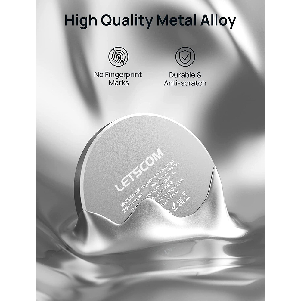 Cargador Letscom Magsafe 15w Para iPhone 17 Pro Max 6.9 | iPhone 17 Pro 6.3 | iPhone 17 Normal 6.3 | iPhone 17 Air 6.5 7