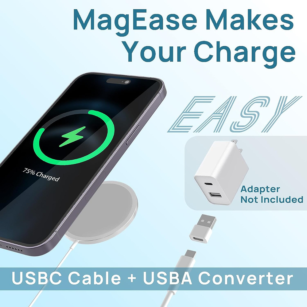 Cargador Letscom Magsafe 15w Para iPhone 17 Pro Max 6.9 | iPhone 17 Pro 6.3 | iPhone 17 Normal 6.3 | iPhone 17 Air 6.5 8