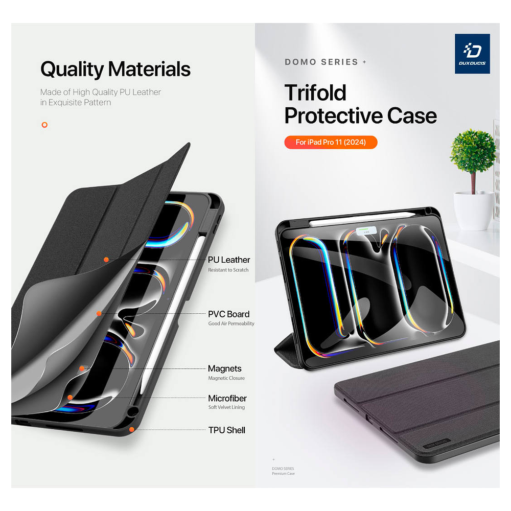 Case + Mica Dux Ducis Para Ipad Pro 11 M5 (2025) A3357 A3358 5