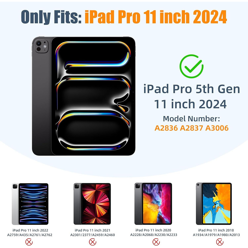 Case Giratorio Para Ipad Pro 11 M5 (2025) Negro A3357 A3358 2