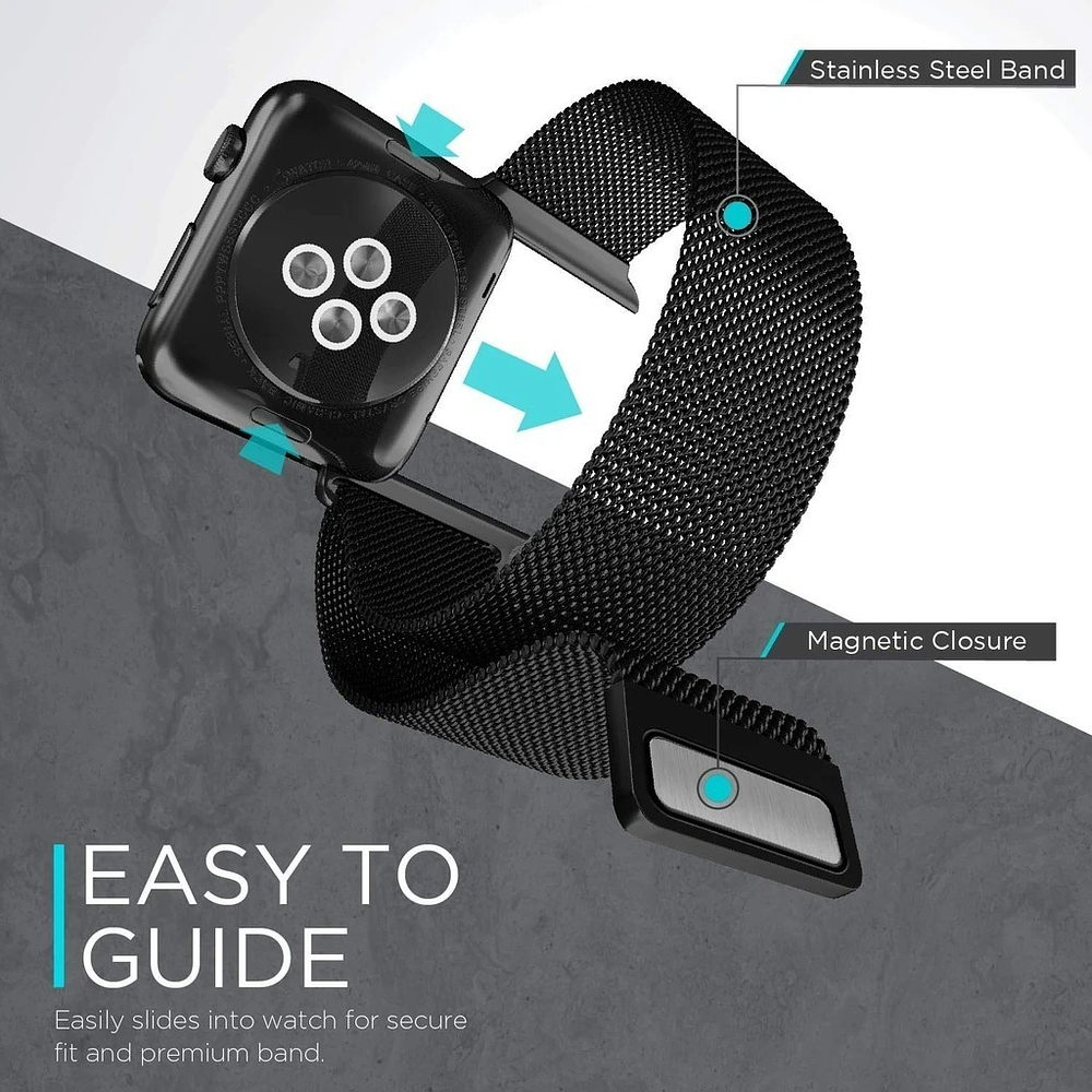 Correa De Acero X-doria Para Apple Watch Serie 11 42mm Negro 7