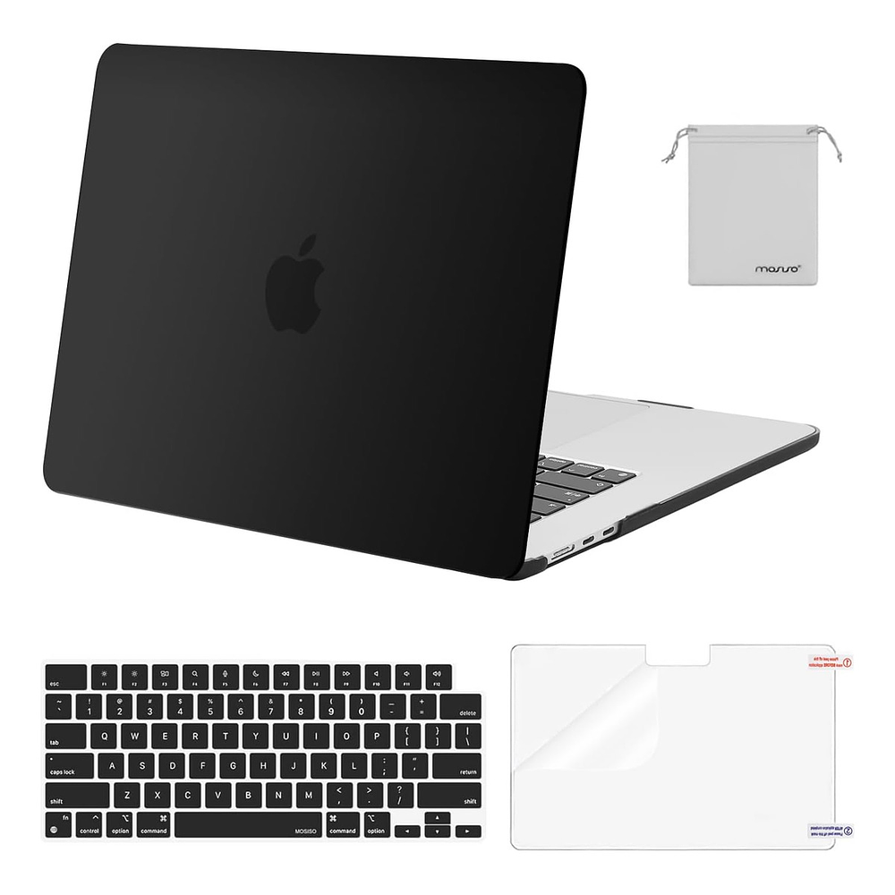 Case Mosiso Para Macbook Air 15 M4 A3241 (2025) Black + Mica 1