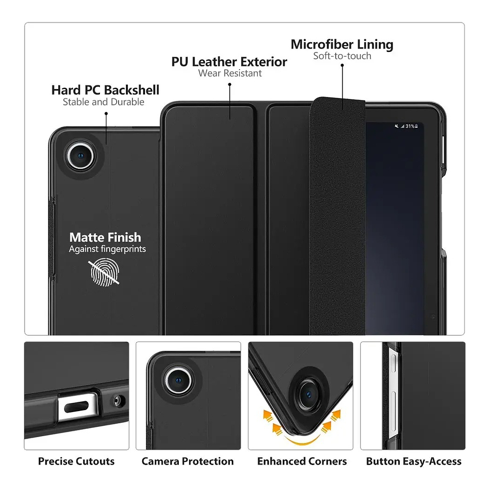 Case Moko Para Galaxy Tab A11 Plus X230 X236 Protector Negro 4