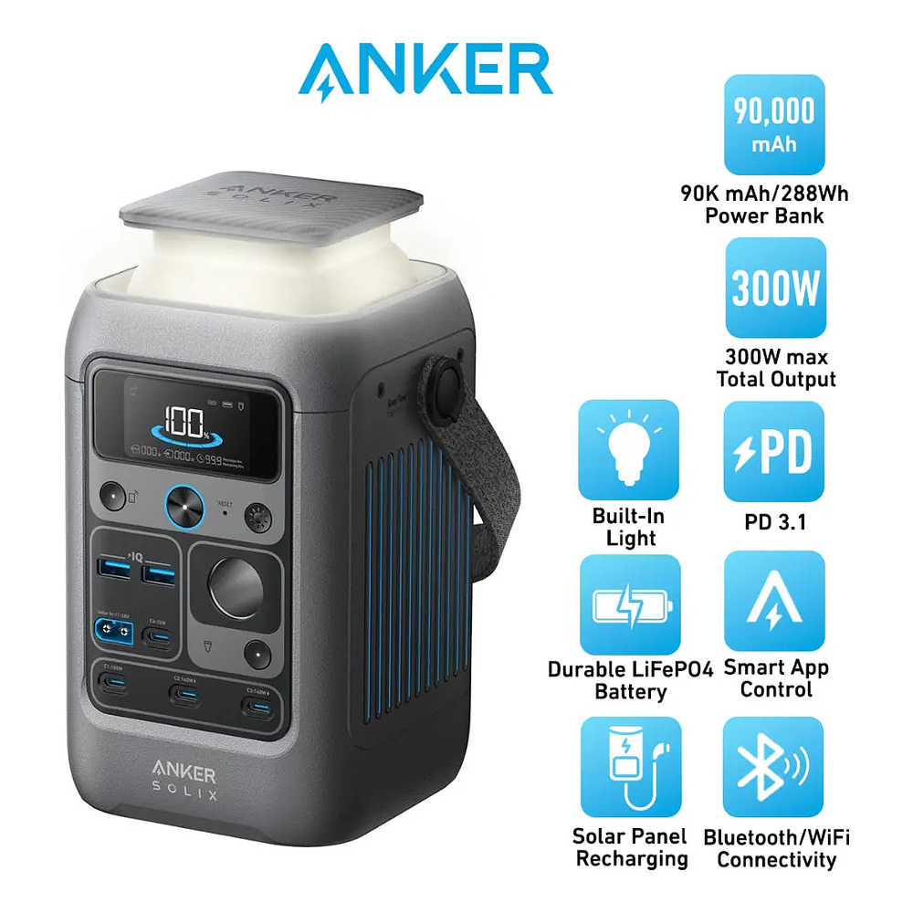 Batería Externa Anker Solix C300 Power Bank 300w 90,000 Mah 2
