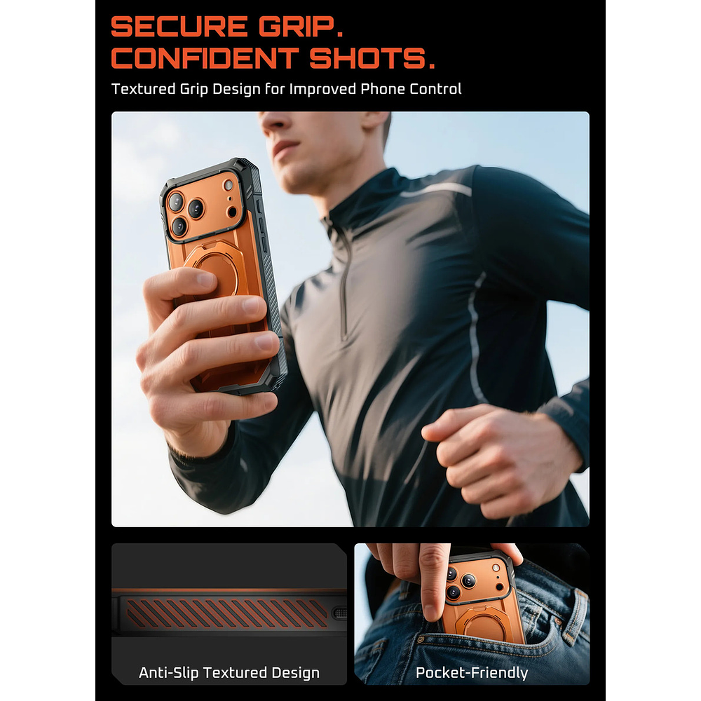 Case Supcase Ub Grip Pro 360° Magsafe Para Iphone 17 Pro Max 6.9 Coral 8