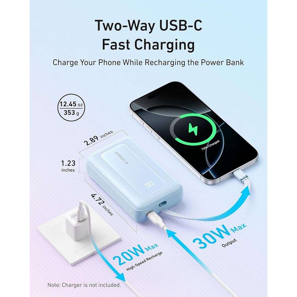 Anker Batería Externa 30w 20000 Para Galaxy Z Flip7 Flip 7 4