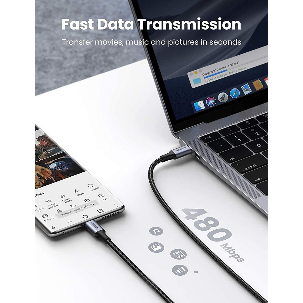 Cable Ugreen Usb-c 100w 2m Para Galaxy Tab S11 Ultra X930 8