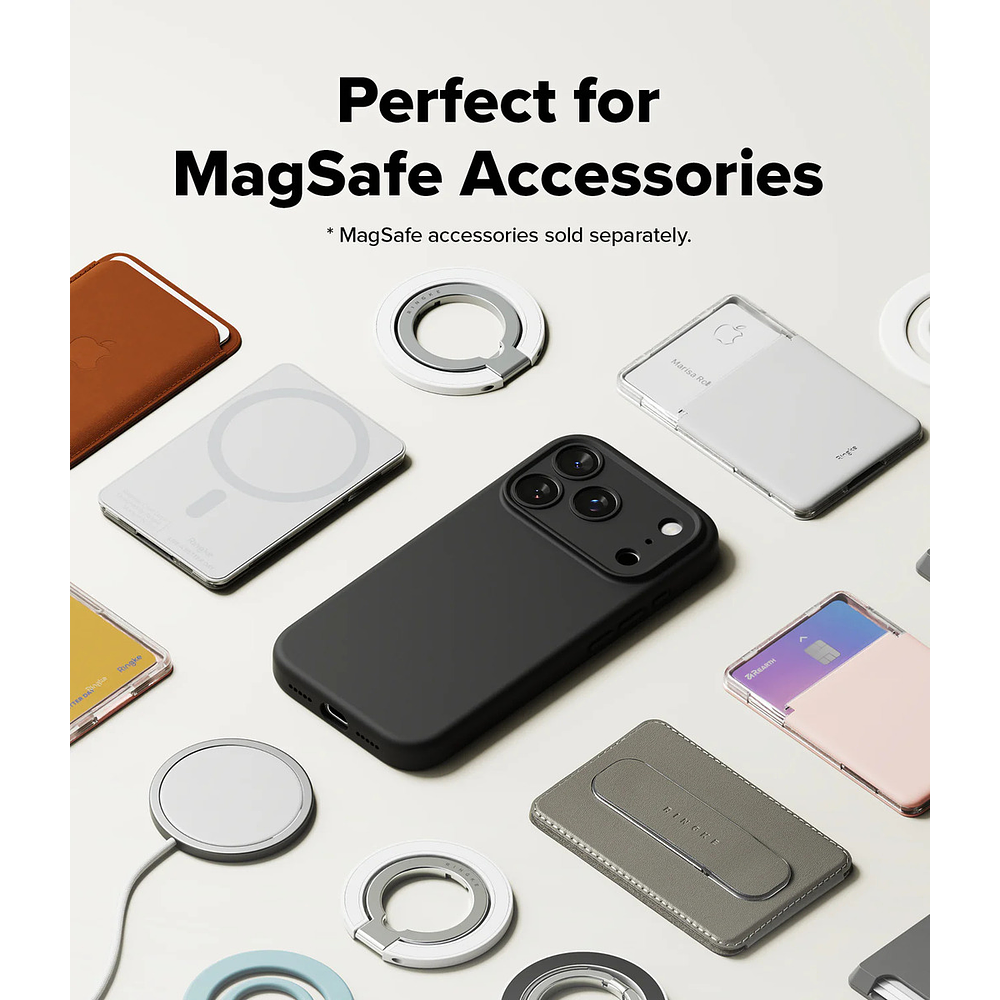 Case Ringke Silicone Magsafe Para Iphone 17 Pro 6.3 Negro 5