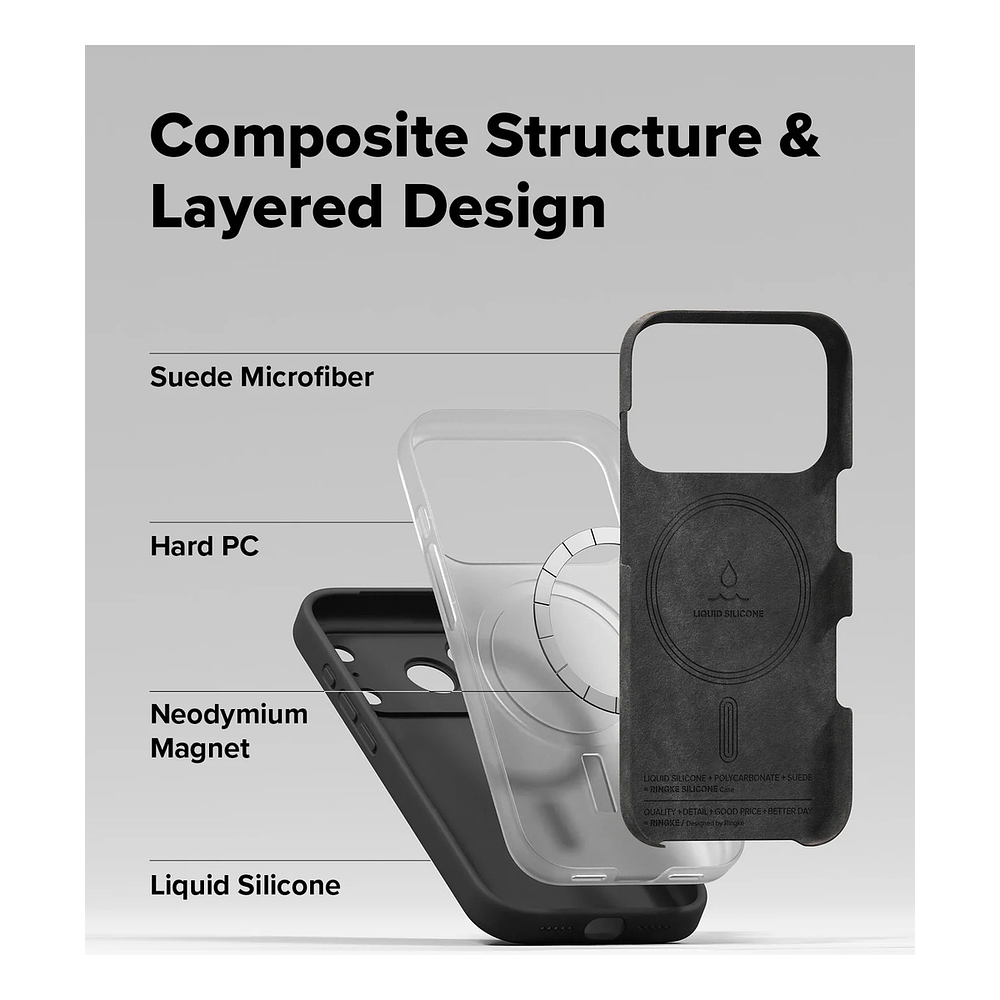 Case Ringke Silicone Magsafe Para Iphone 17 Pro 6.3 Negro 8