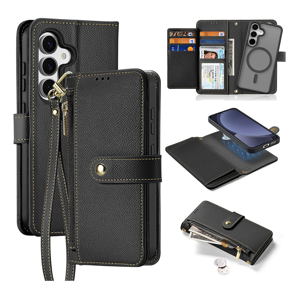 Case + Flip Cover Magsafe Leather Para Galaxy S25 Plus (2025) 1