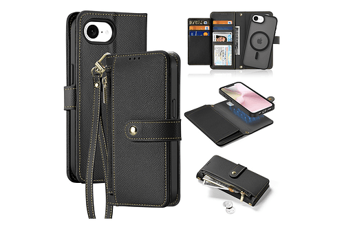 Case + Flip Cover Magsafe Leather Para Iphone 16e (2025)