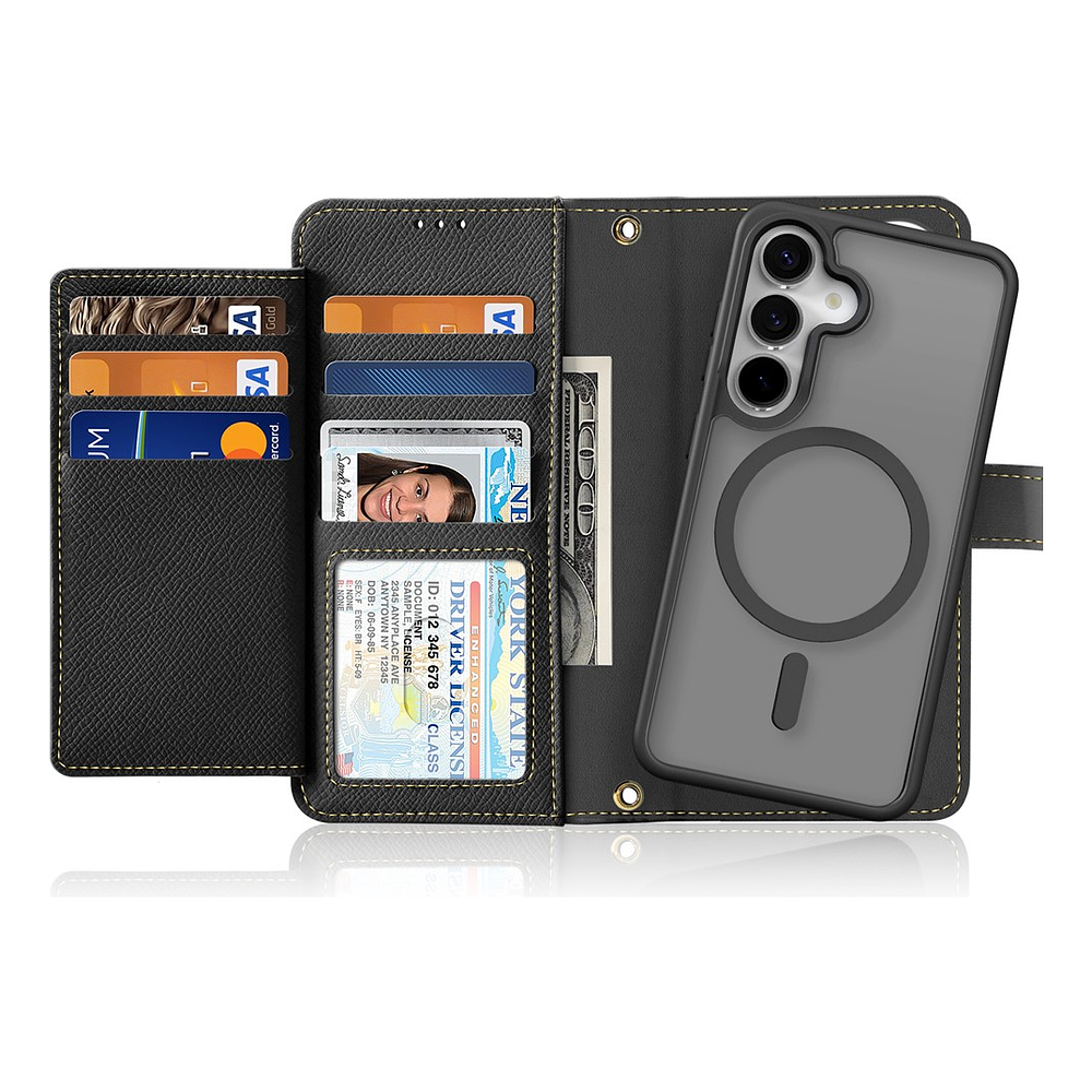 Case + Flip Cover Magsafe Leather Para Galaxy S25 Plus (2025) 2