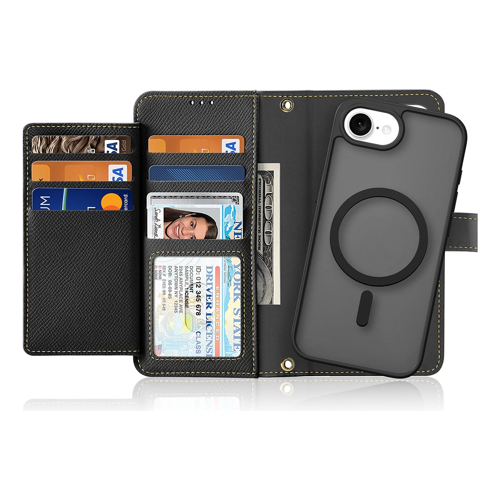 Case + Flip Cover Magsafe Leather Para Iphone 16e (2025) 2