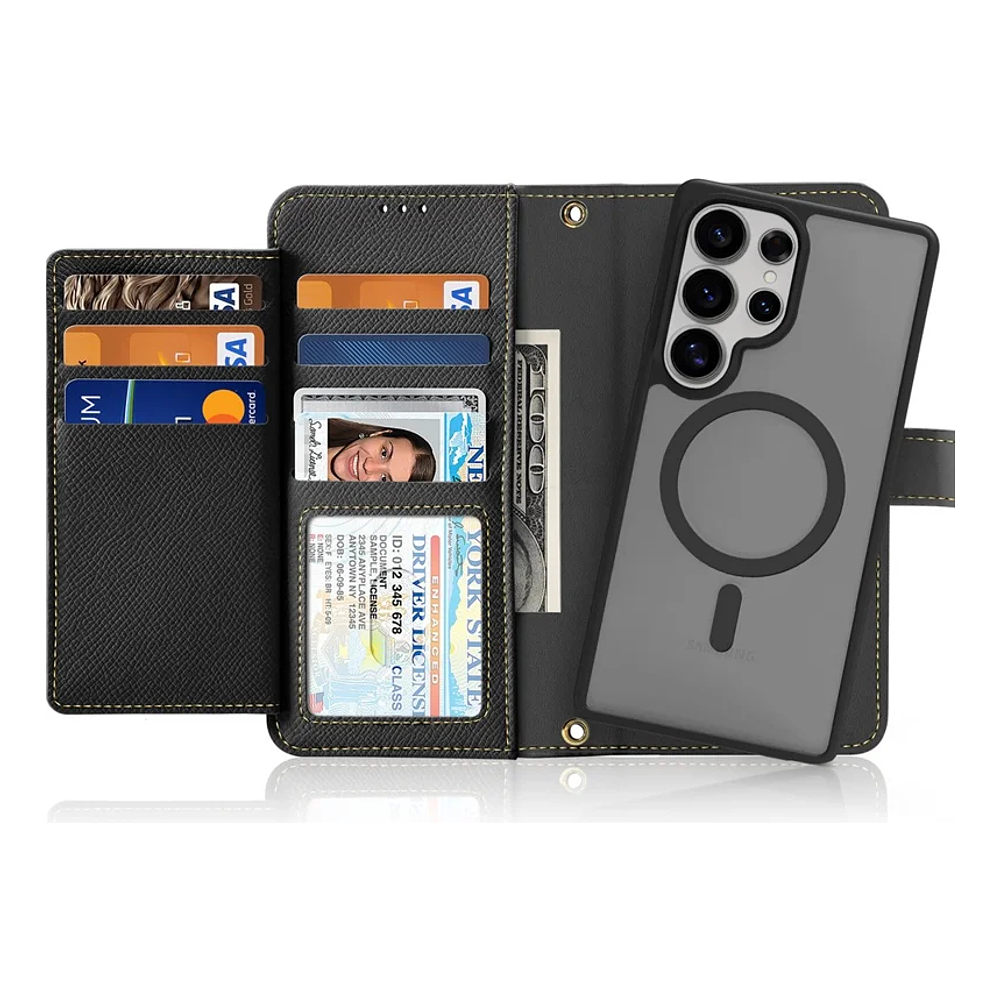 Case + Flip Cover Magsafe Leather Para Galaxy S25 Ultra (2025) 2