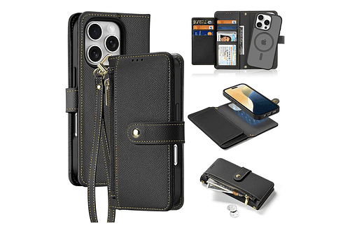 Case + Flip Cover Magsafe Leather Para Iphone 16 Pro Max 6.9