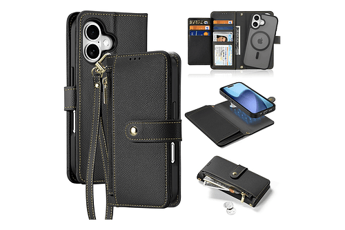 Case + Flip Cover Magsafe Leather Para Iphone 17 Normal 6.3