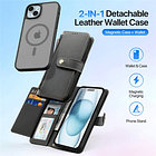 Case + Flip Cover Magsafe Leather Para Iphone 15 Pro 6.1 3