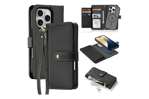 Case + Flip Cover Magsafe Leather Para Iphone 16 Pro 6.3